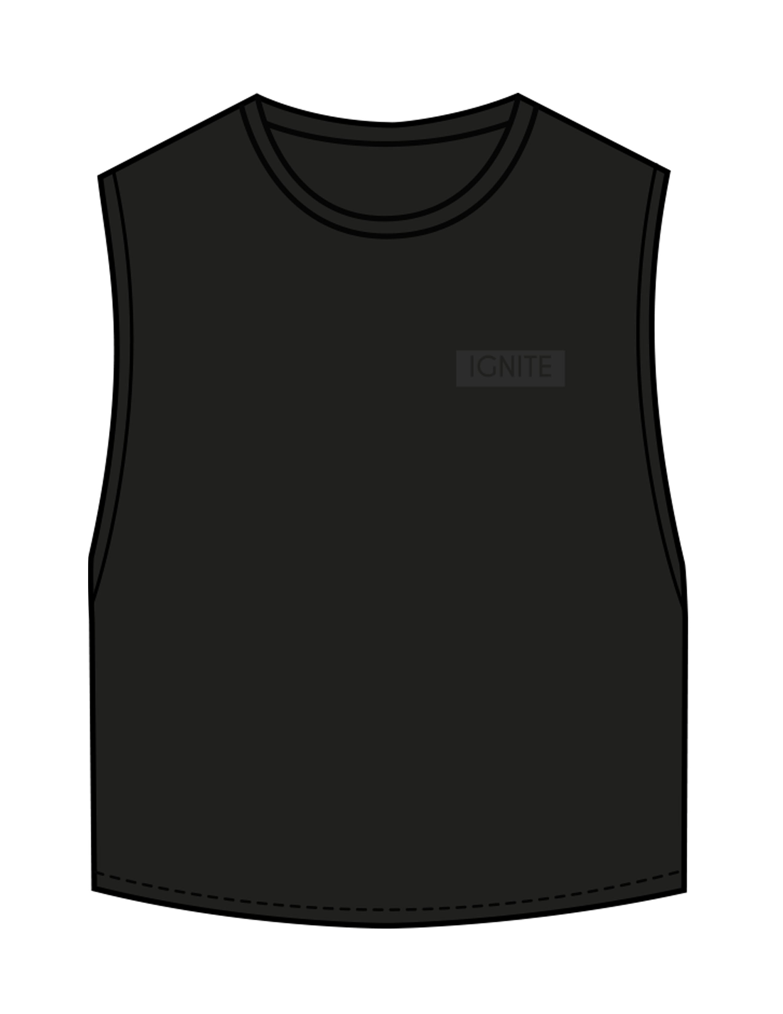 The Crop Muscle Tank - Black - Ignite Barre & Fitness- Left Chest - Printed - Charcoal
