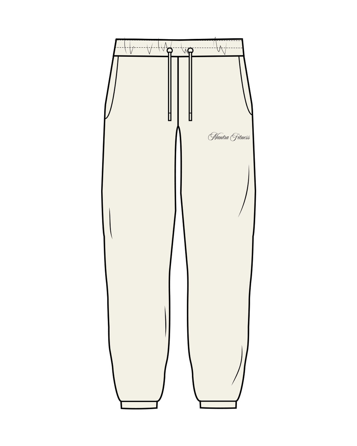 The Womens Classic Sweatpants - Off White - Mantra - Left Leg Pocket - Embroidered -  Washed Black