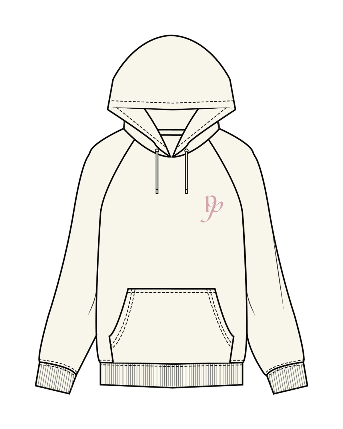 The Womens Heavyweight Hoodie - Off White - Platinum Pilates - Left Chest & Back Center Stacked - Pink