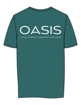 The Womens Tee - Jade - OCWC - Center Chest "OASIS" & Back Stacked - Printed - White