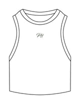 The Ribbed Crop Tank - White - Powerhaus Lagree - Center Chest - EMB - Green