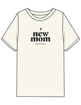 The Womens Heavyweight Tee - Off White - New Mom School - Center Chest Stacked - Printed - Black
