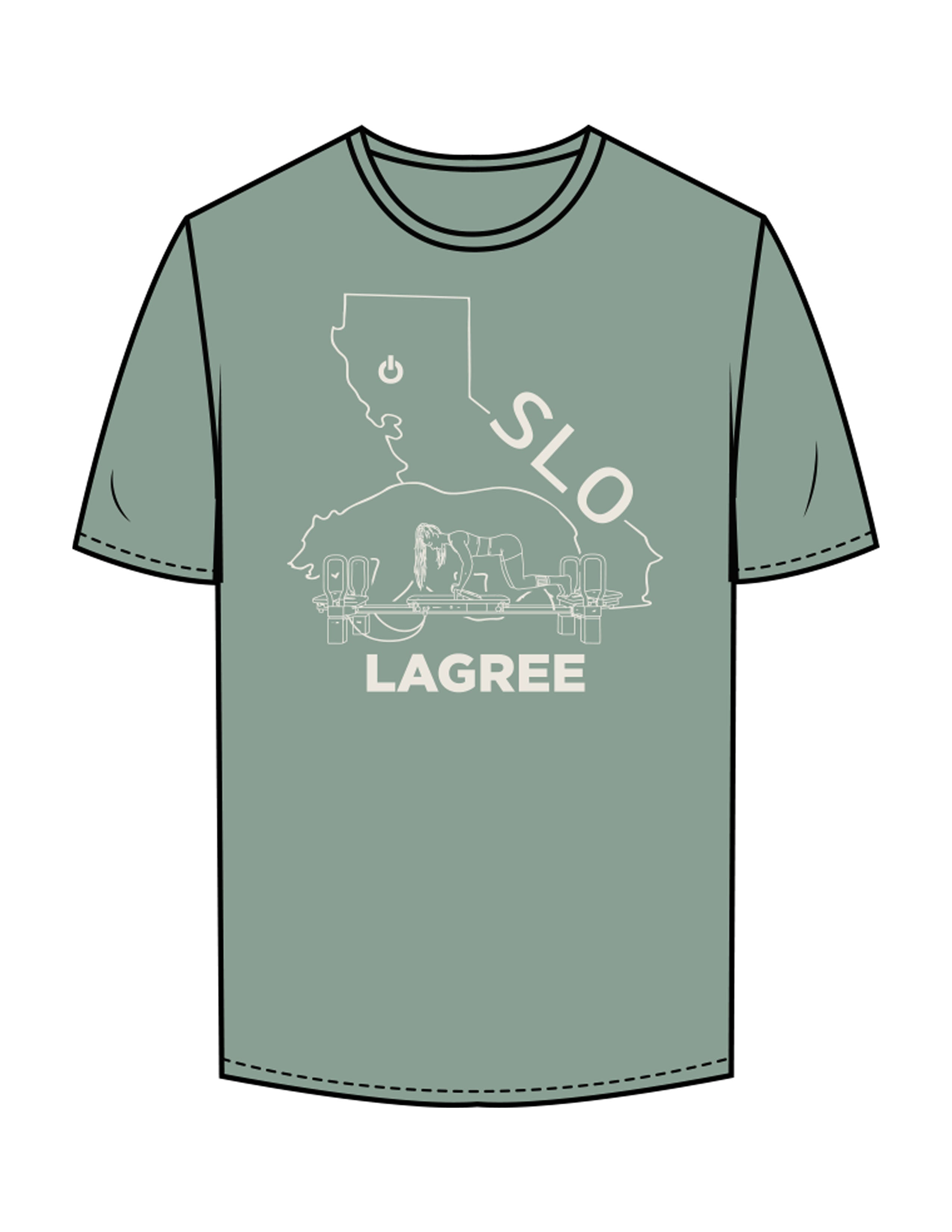 The Mens Tee - Sage - Powerhouse Fitness - Center Chest & Back Neckline - Printed - Off White