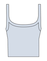The Micro Rib Strappy Crop Tank - Baby Blue - Mantra - Center Chest Round - Printed - White