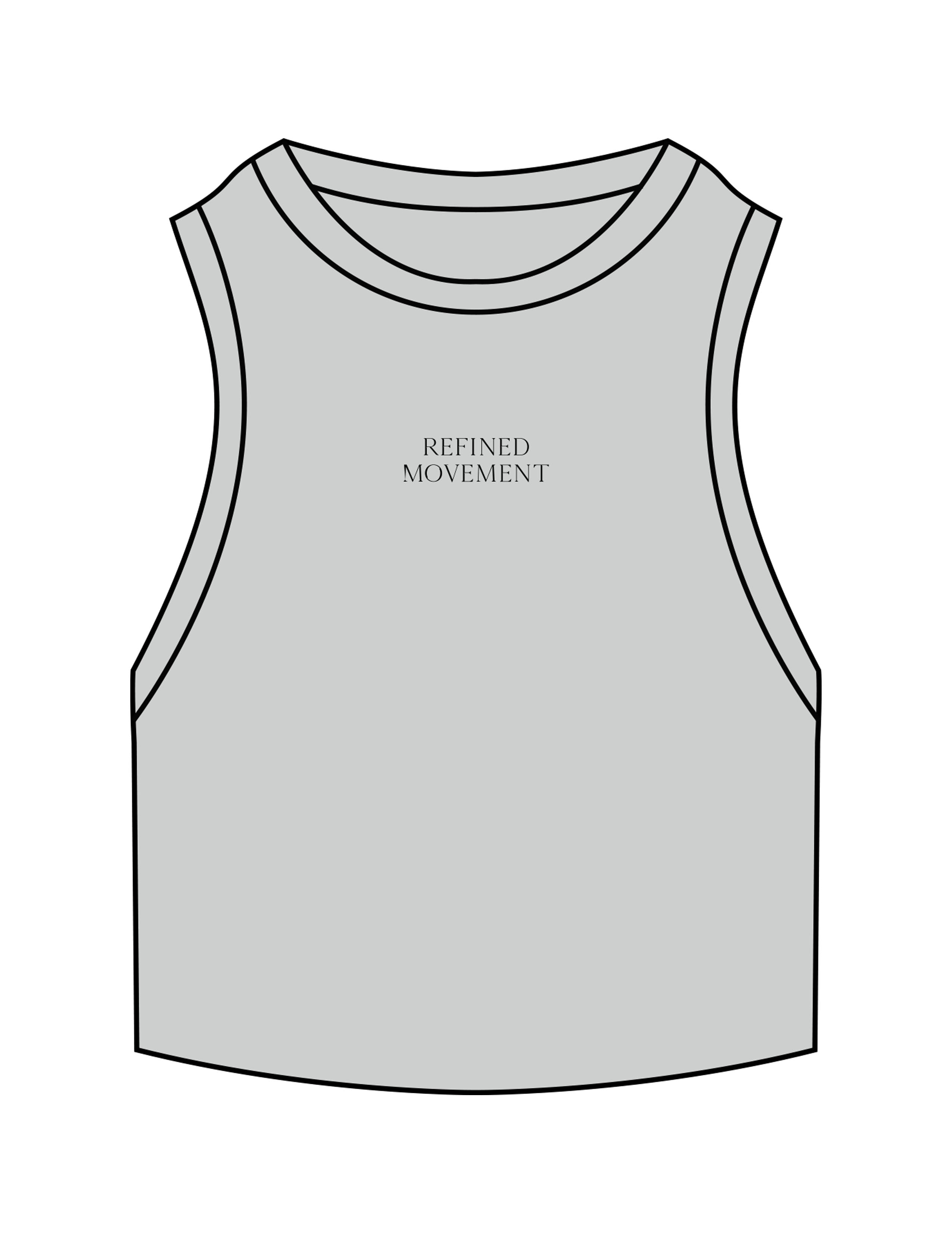 The Ribbed Crop Tank - Storm - Refined Movement - Center Chest Stacked - Embroidered - Black