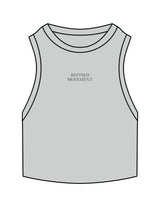 The Ribbed Crop Tank - Storm - Refined Movement - Center Chest Stacked - Embroidered - Black