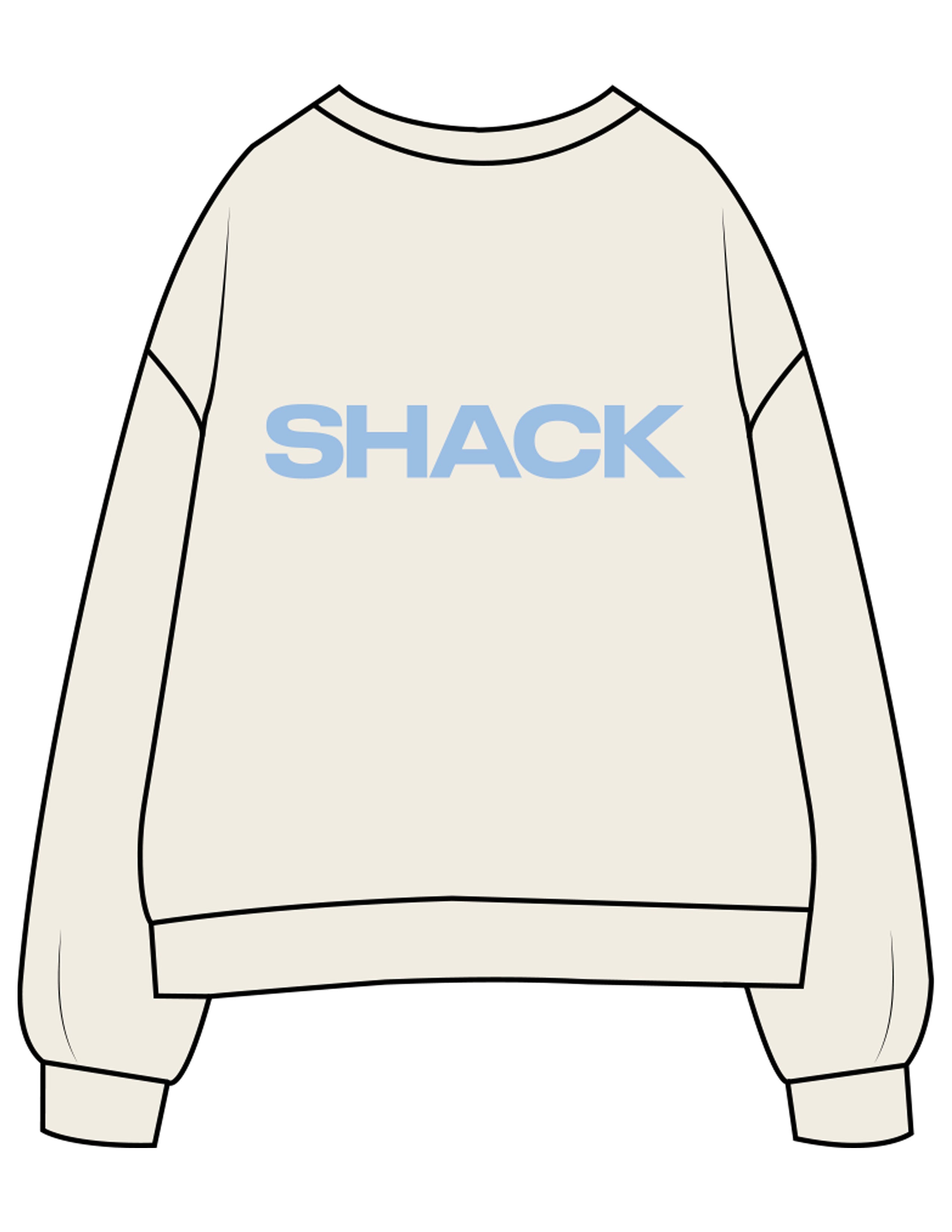 The Womens Crewneck - Butter - Sweatshack - Center Chest & Center Back - Printed - Blue