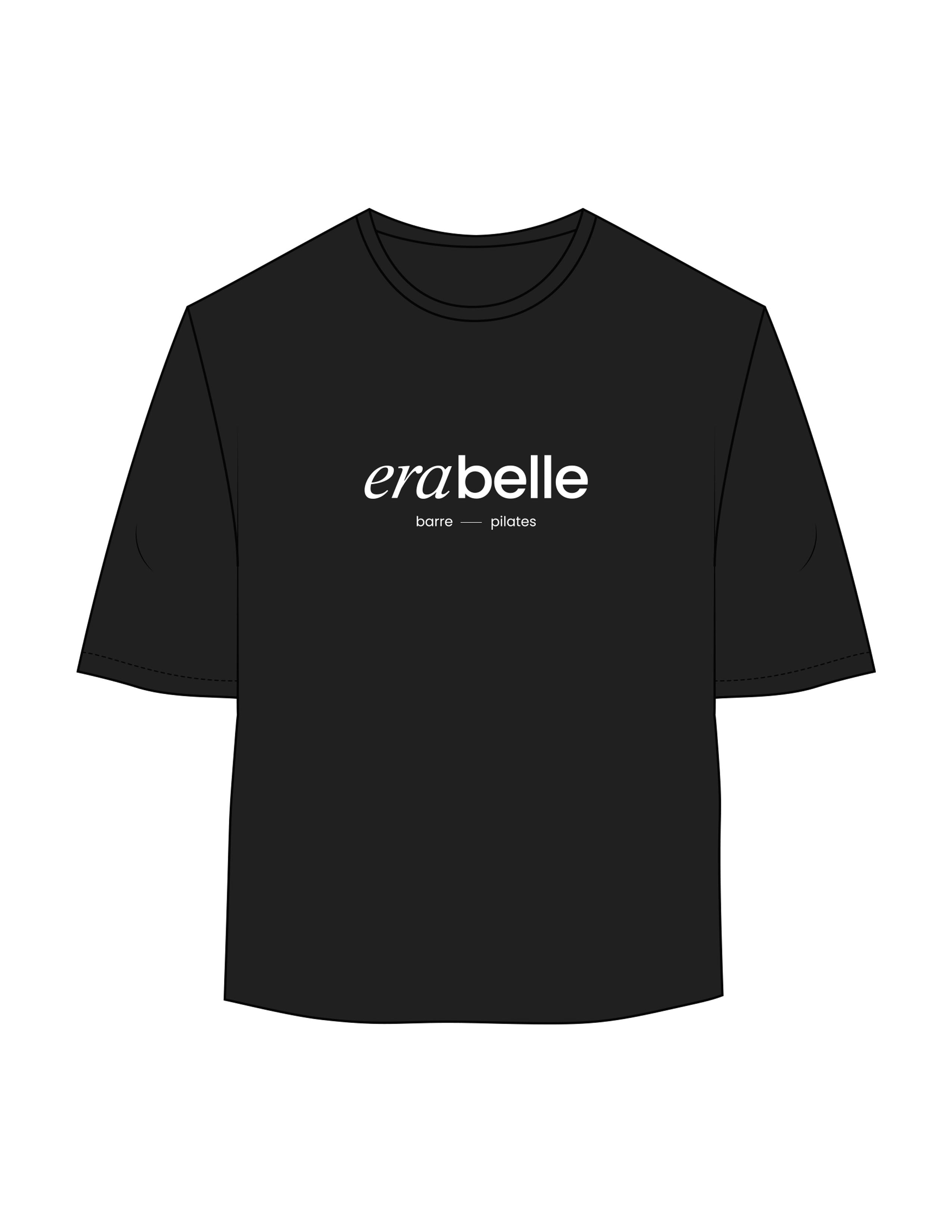 The Oversized Crop Tee - Black - Erabelle - Center Chest Stacked & Back Neckline - Printed - White