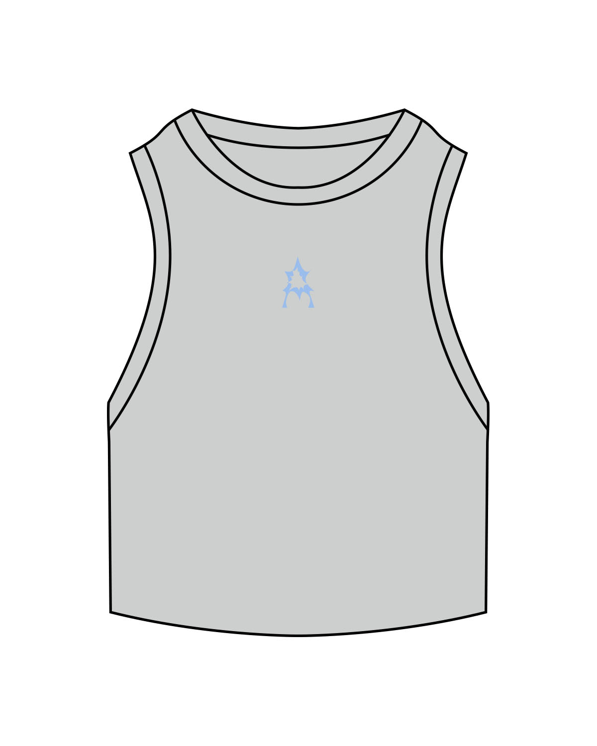The Ribbed Crop Tank - Storm - Activate House - Center Chest - Embrodiered - Blue
