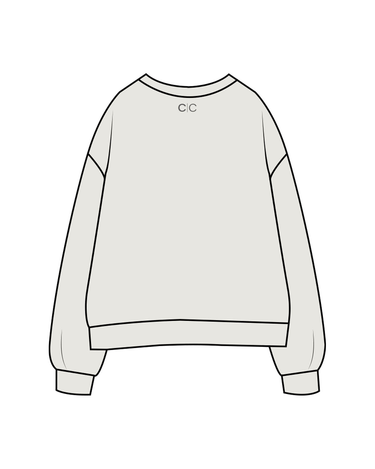 The Womens Crewneck - Washed Bone - Core Collective - Center Chest & Back Neckline - Printed - Tone on Tone