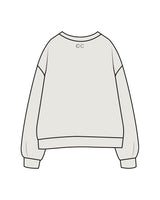 The Womens Crewneck - Washed Bone - Core Collective - Center Chest & Back Neckline - Printed - Tone on Tone