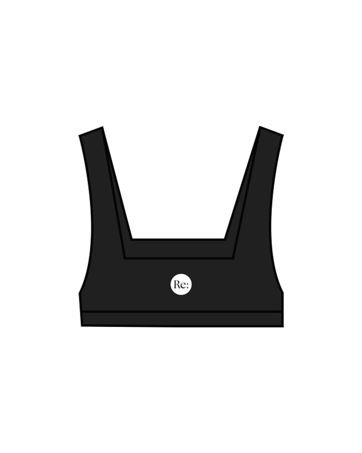 The Box Cut Bra - Black - Re:forma - Center Chest Big Font & Back Center - White
