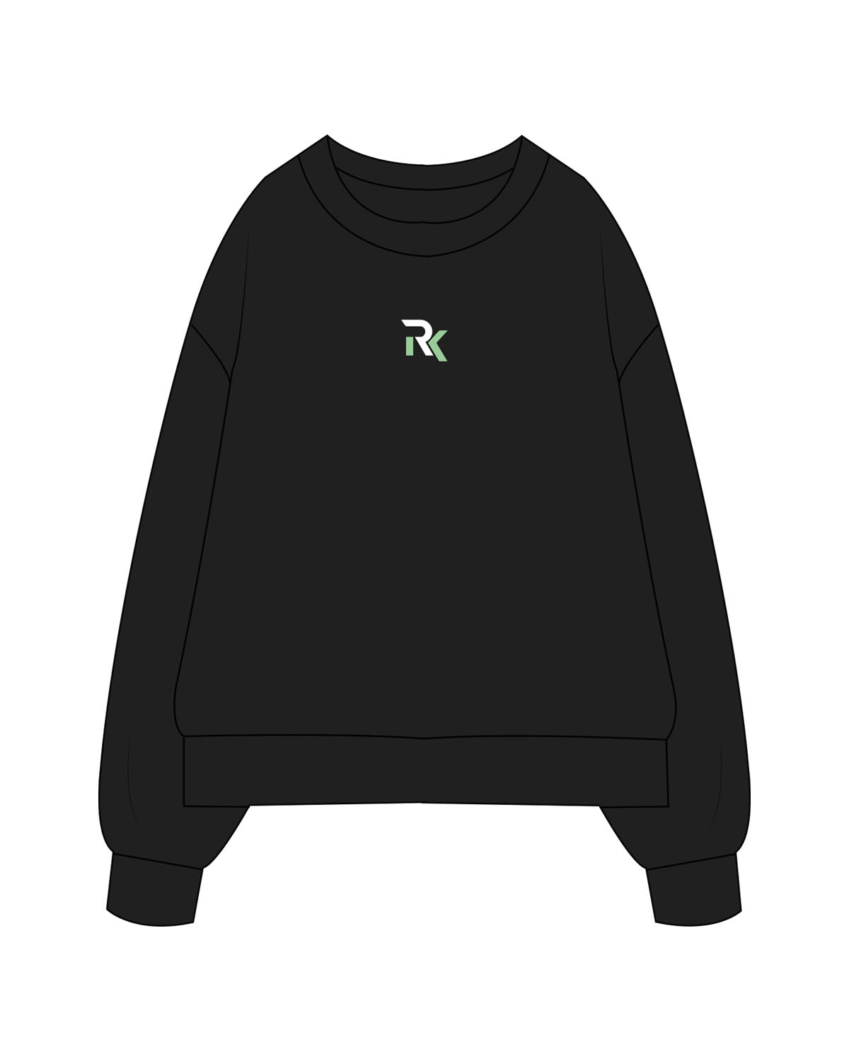 The Mens Heavyweight Crewneck - Black - REKINECTED - Center Chest - Embroidered - Full Color