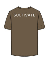 The Mens Tee - Walnut - Sultivate - Left Chest Icon & Back Shoulder - Printed - White