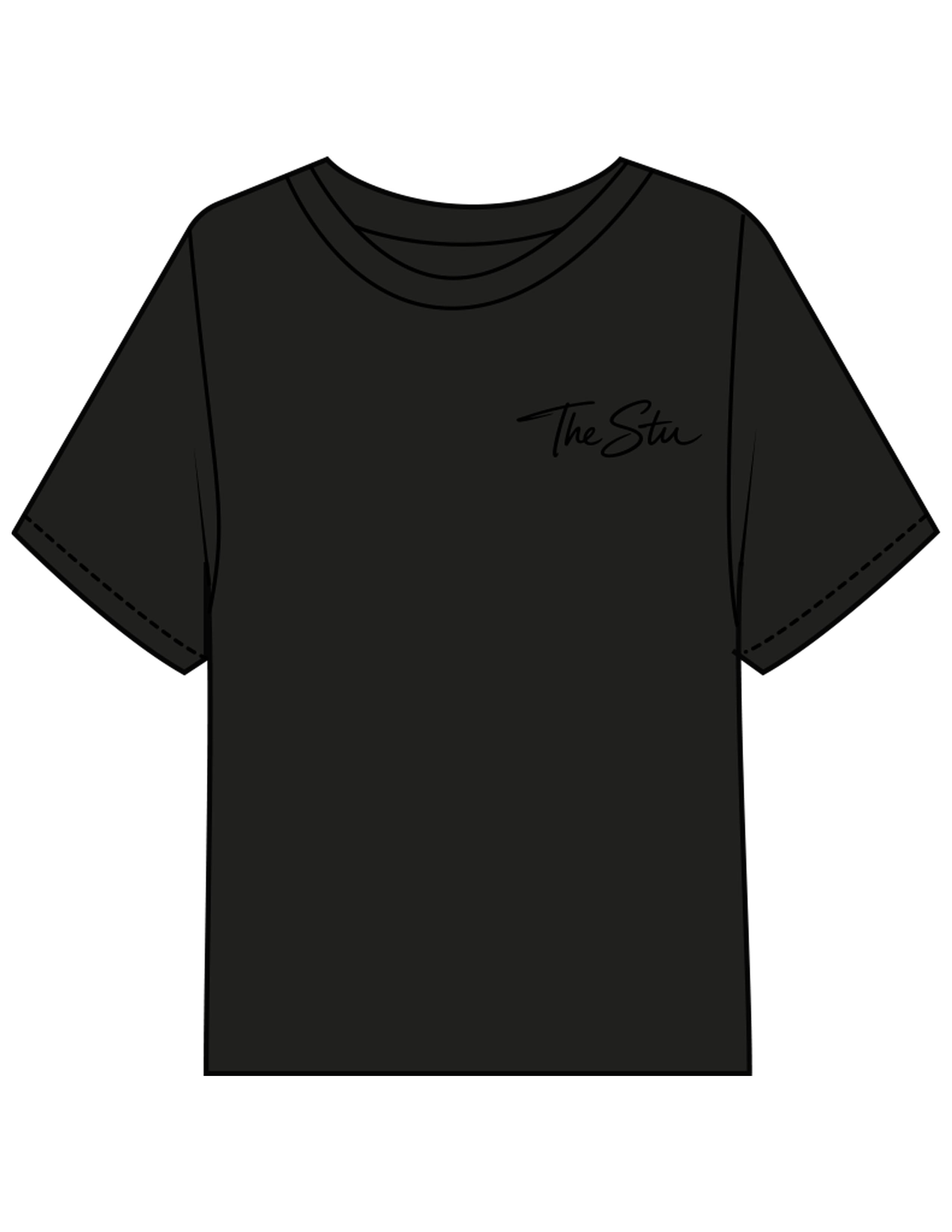 The Midweight Crop Tee - Black - The Stu - Left Chest - Printed - Tone on Tone