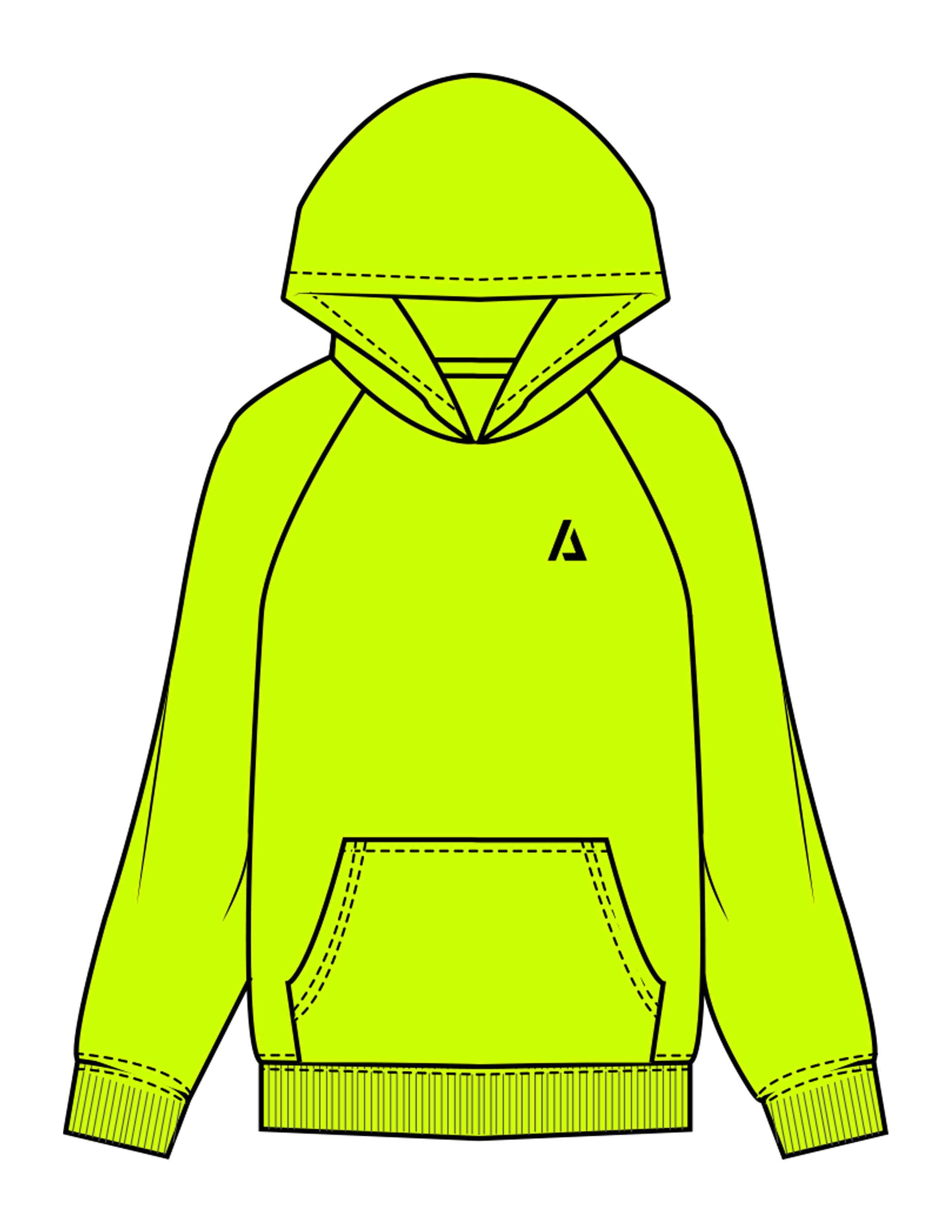 The Mens Hoodie - Neon Yellow - ALTORA - Left Chest Icon & Center Back - Printed - Black