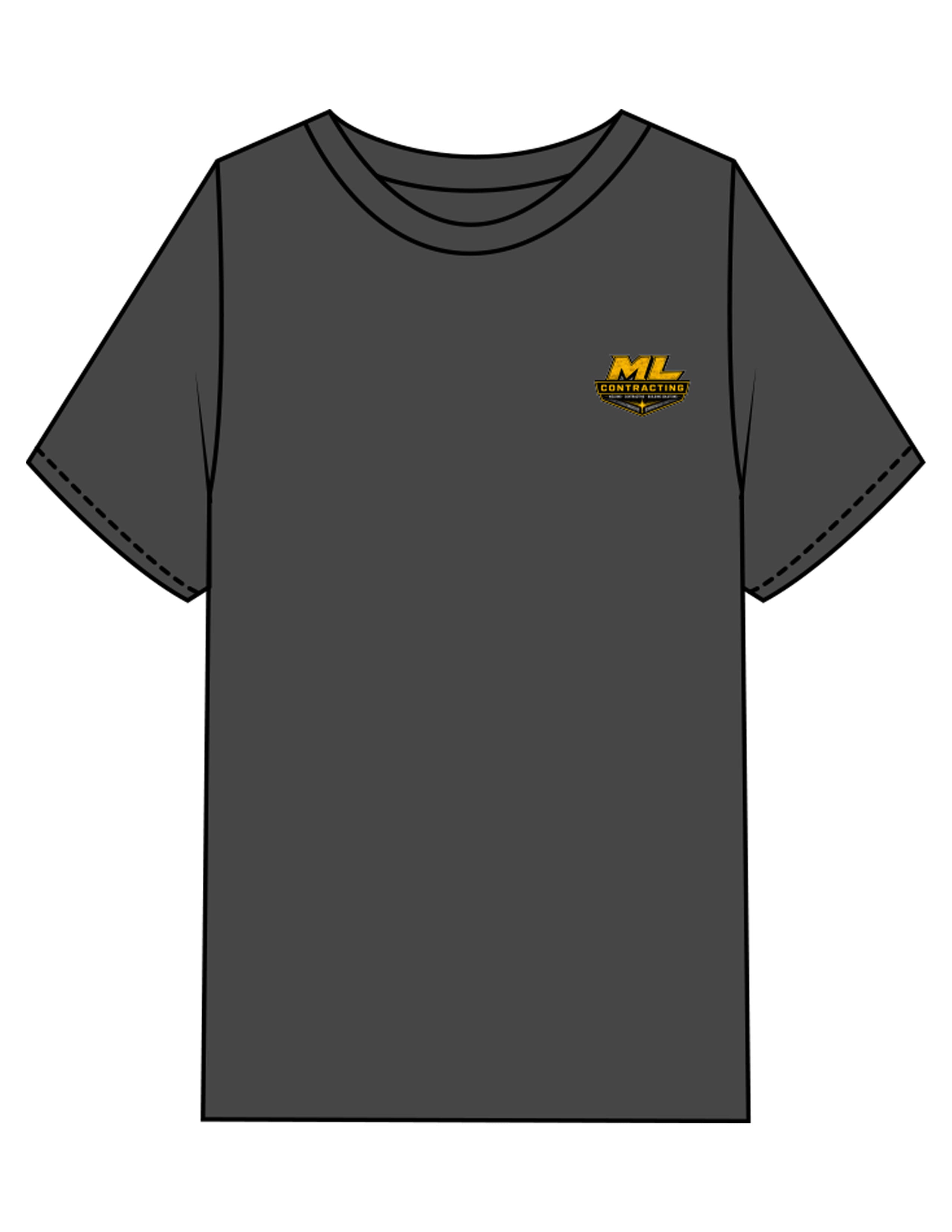The Mens Heavyweight Tee - Washed Charcoal - ML Contracting LLC - Left Chest & Back Image - Printed - Full Color