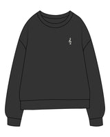 The Midweight Unisex Crewneck - Washed Black - SOUL YOGA - Left Chest - Printed - Off White