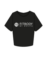 The Crop Tee - Black - Fitbody - Center Chest Stacked & Back Center - White