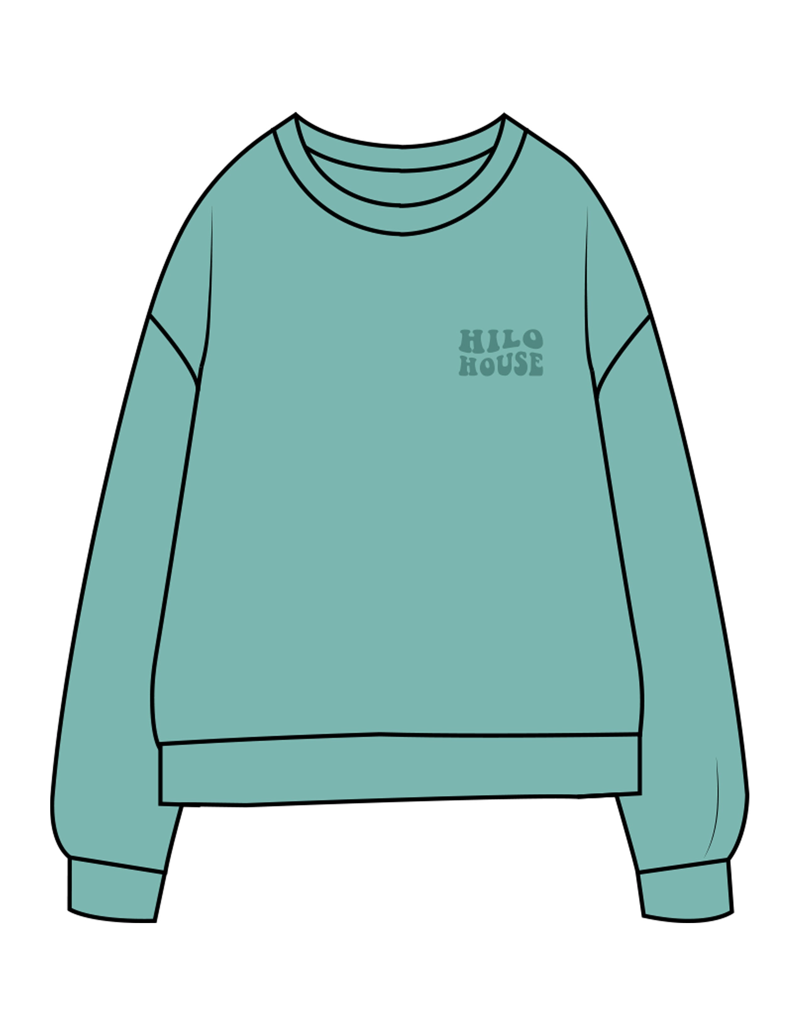 The Midweight Unisex Crewneck - Washed Mint - HiLo - Left Chest & Back Stacked - Printed - Tone on Tone
