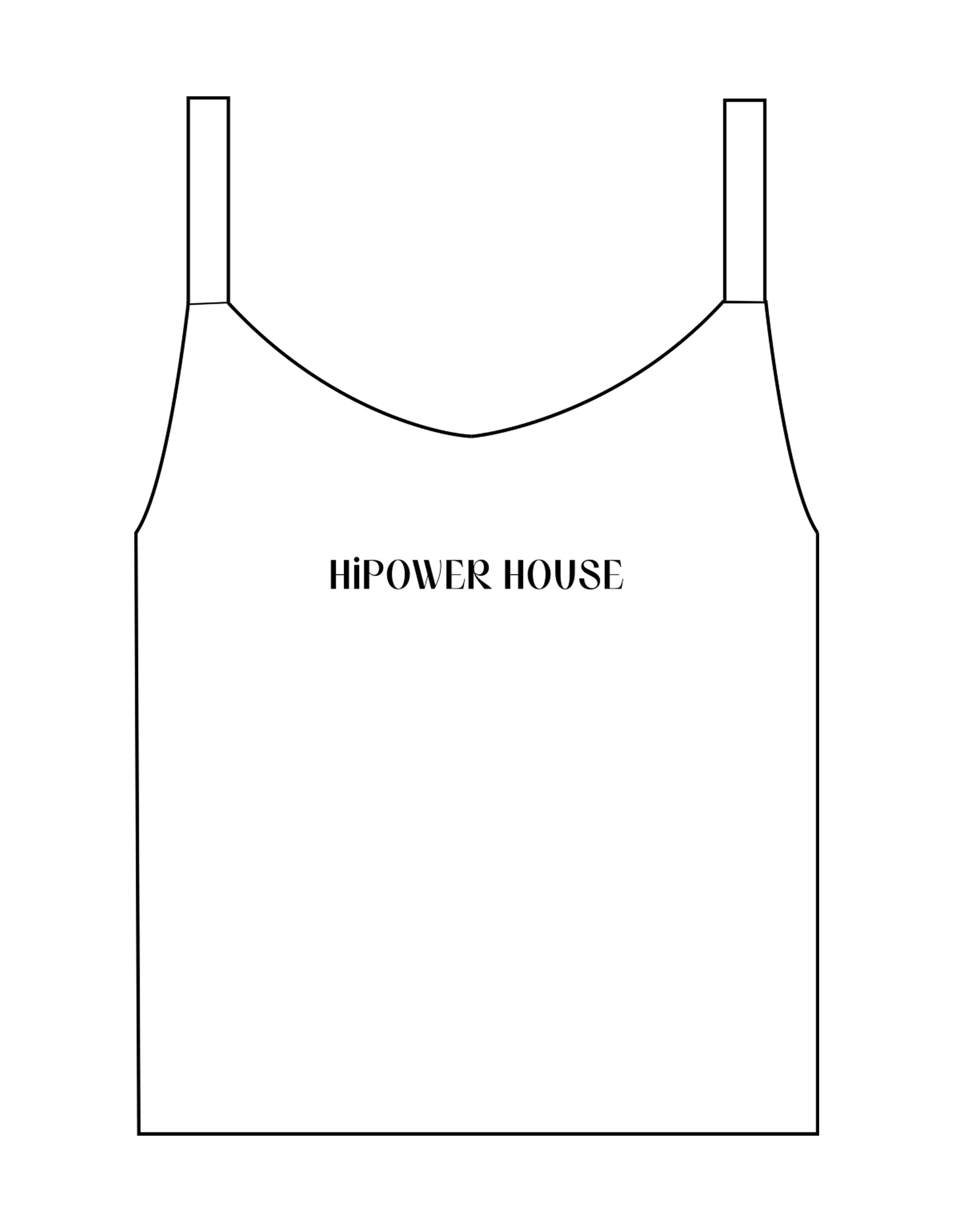 The Micro Rib Strappy Crop Tank - White - Hi Power - Center Chest - Printed - Black