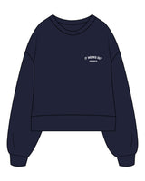 The Womens Heavyweight Crop - Navy - Mantra - Left Chest Stacked - Printed - White