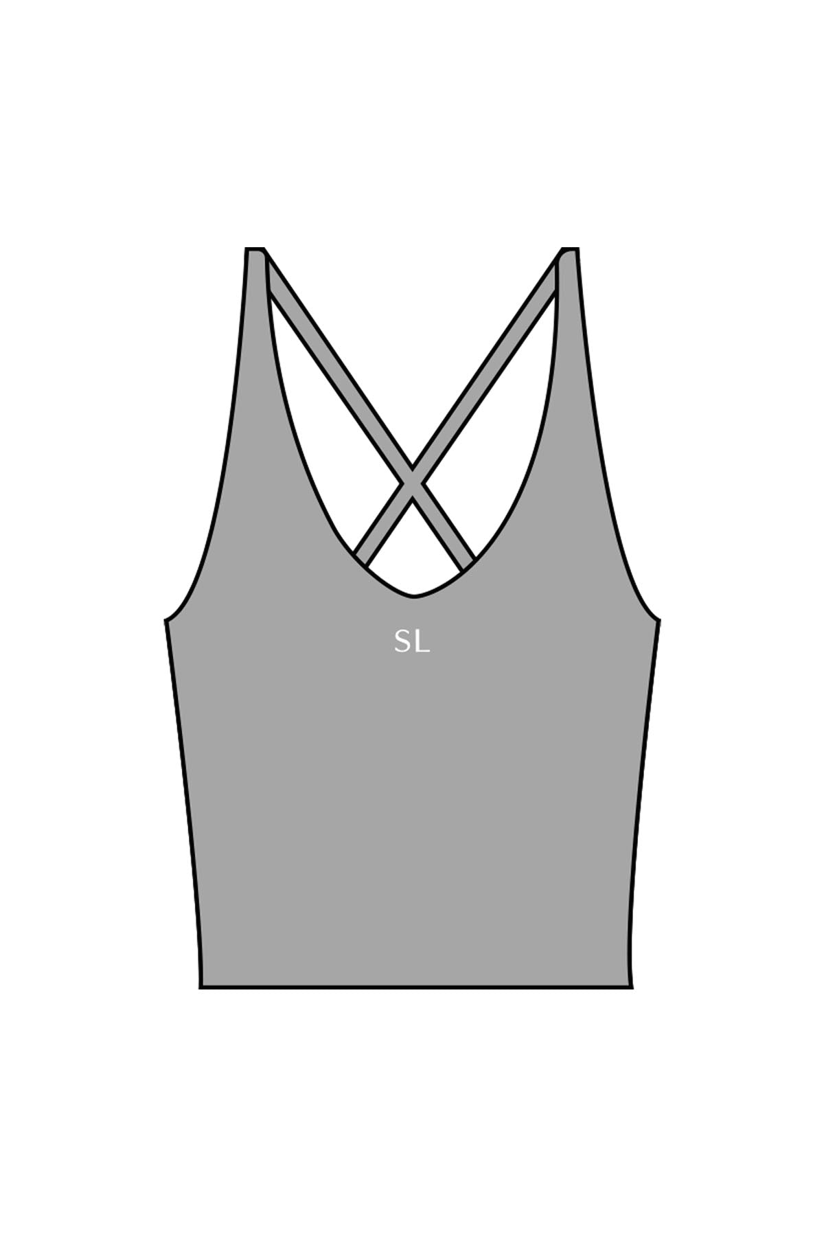 The Sporty Strappy Tank - Grey - Studio Lagree - Center Chest & Center Back - Printed - White