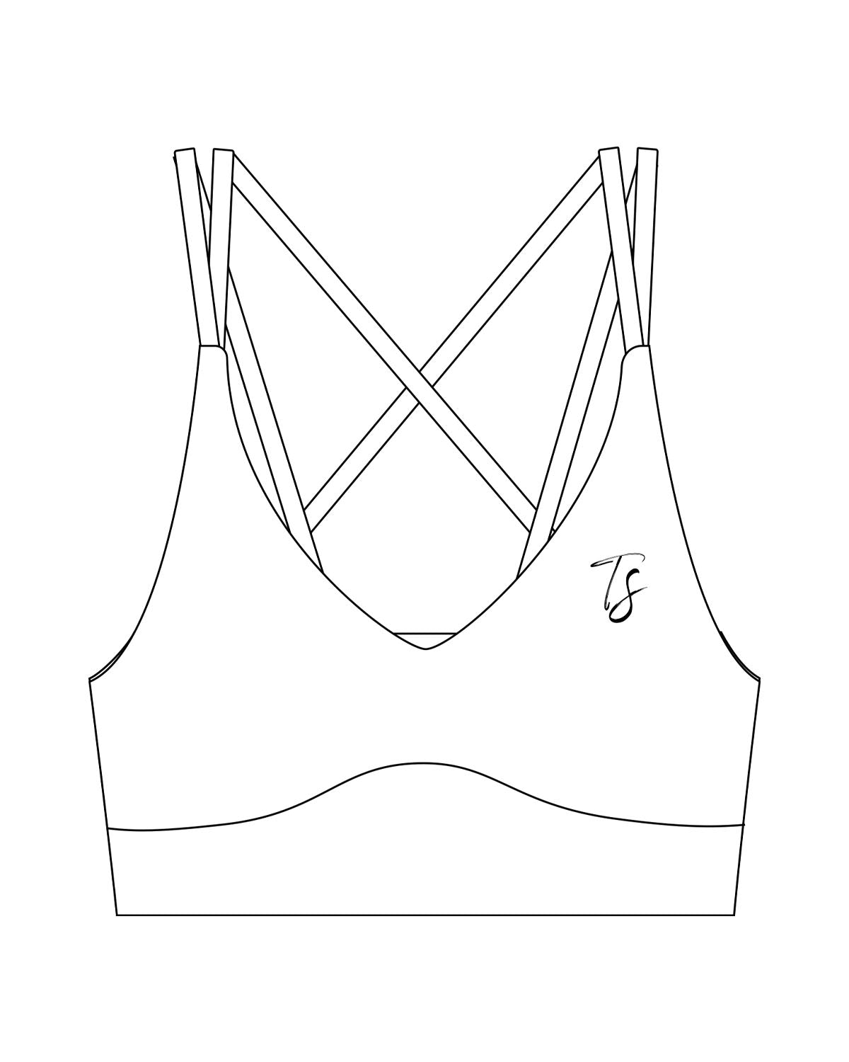The Strappy Bra - White - Team Sculpted - Left Chest & Center Back Logo - Printed - Black