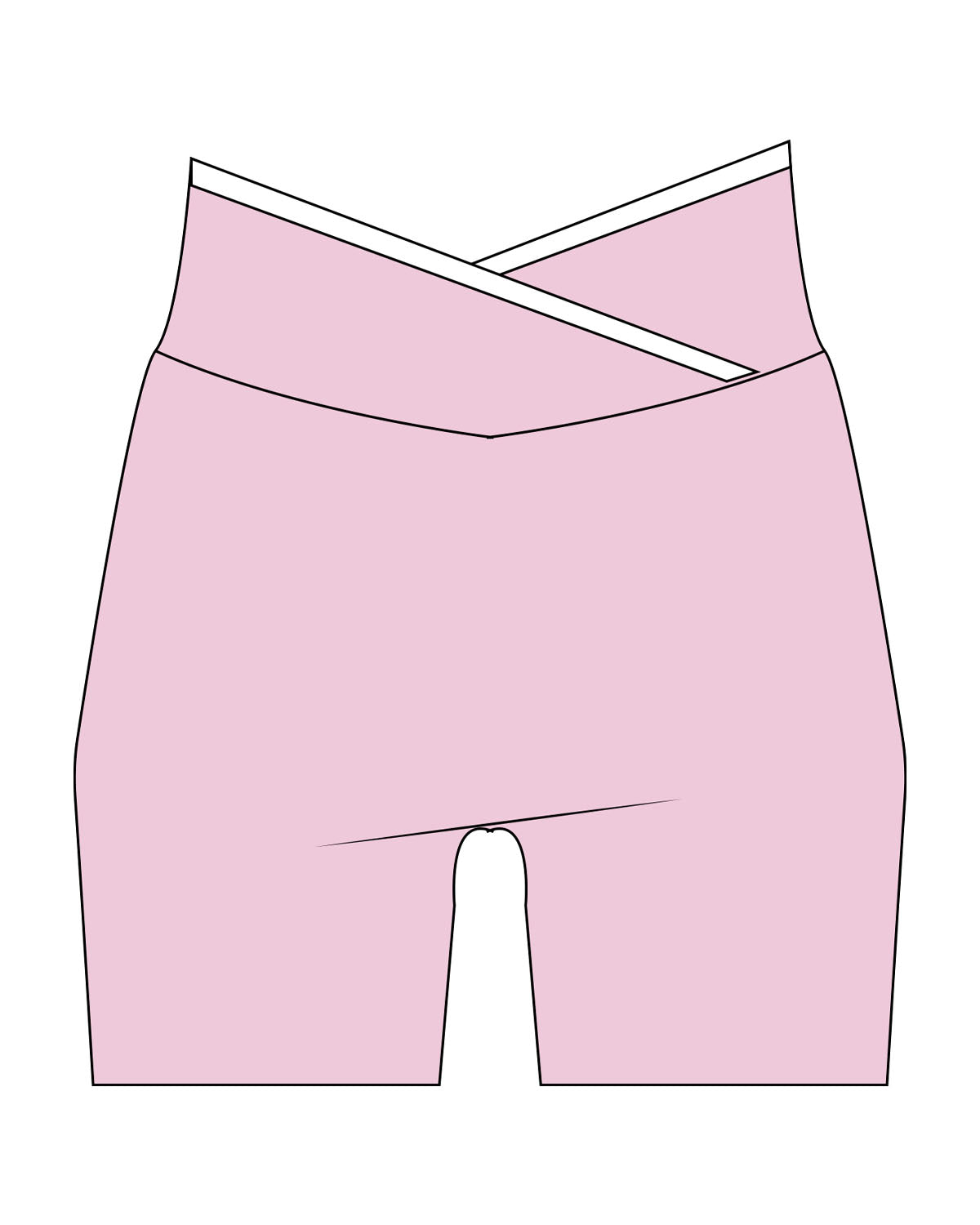 The Piped Crossover Short - Pink - MAT - Back Waistline - Printed - White