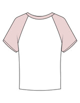 The Micro Rib Baby Tee - White / Pink - Golden Hour - Center Chest Stacked - Printed - Baby Pink