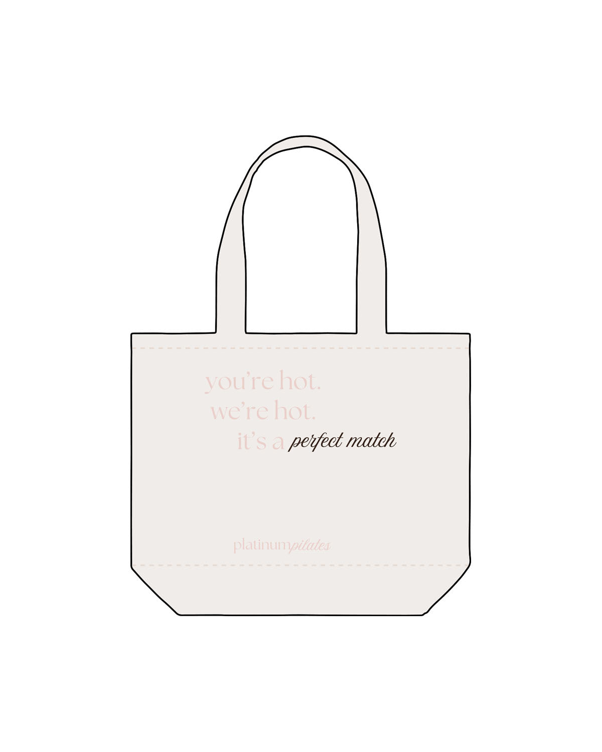 The Tote Bag - Natural - Platinum Pilates - Full Front - Printed - Full Color