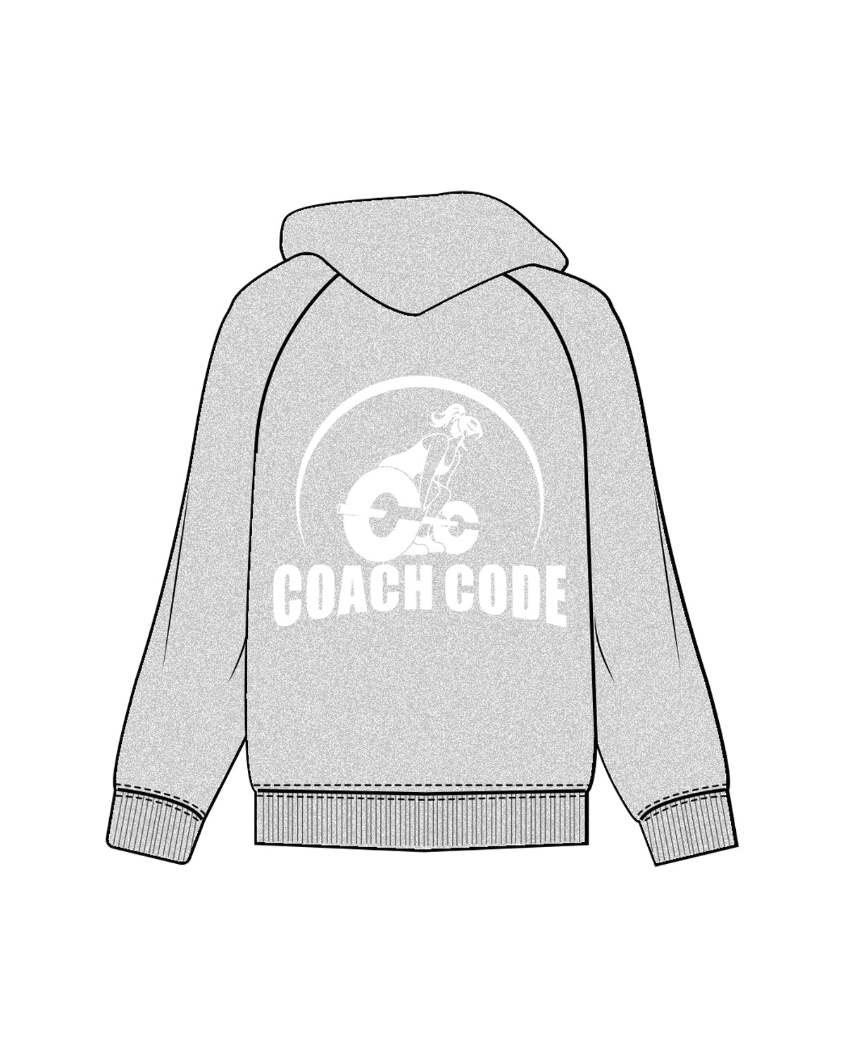 The Womens Zip Hoodie - Heather - Coach Code - Left Chest & Back Center - White