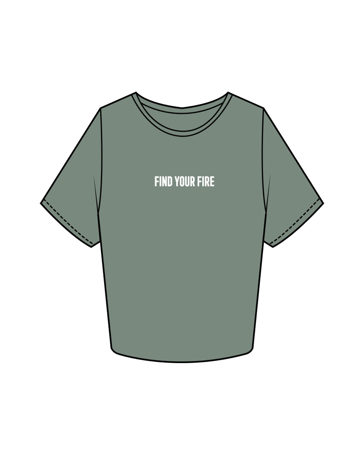 The Crop Tee - Sage - Ignite Barre & Fitness - Center Chest & Back Round - Printed - White