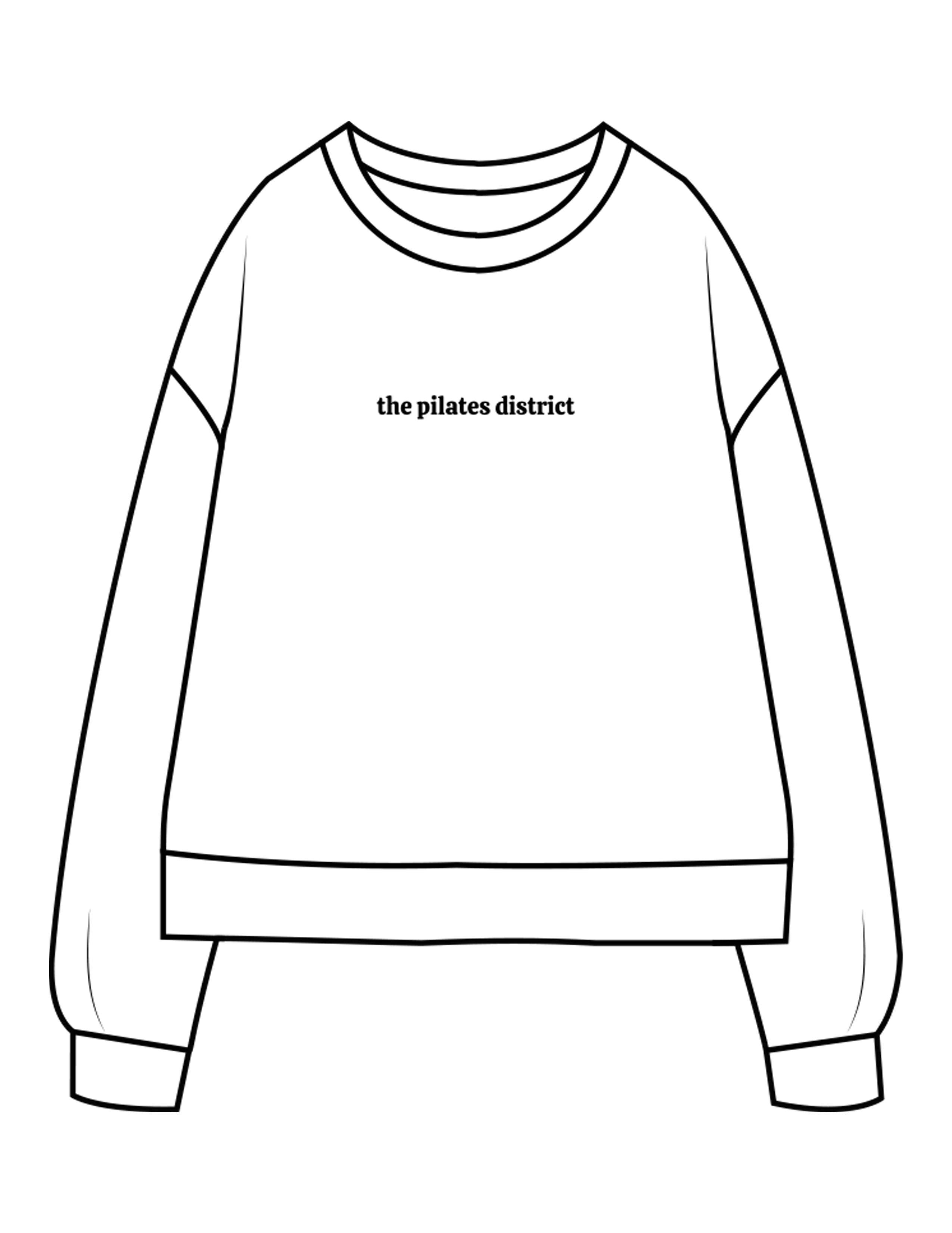 The Recycled Unisex Crewneck - White - THE PILATES DISTRICT - Center Chest - Printed - Black