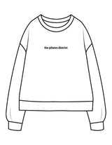 The Recycled Unisex Crewneck - White - THE PILATES DISTRICT - Center Chest - Printed - Black