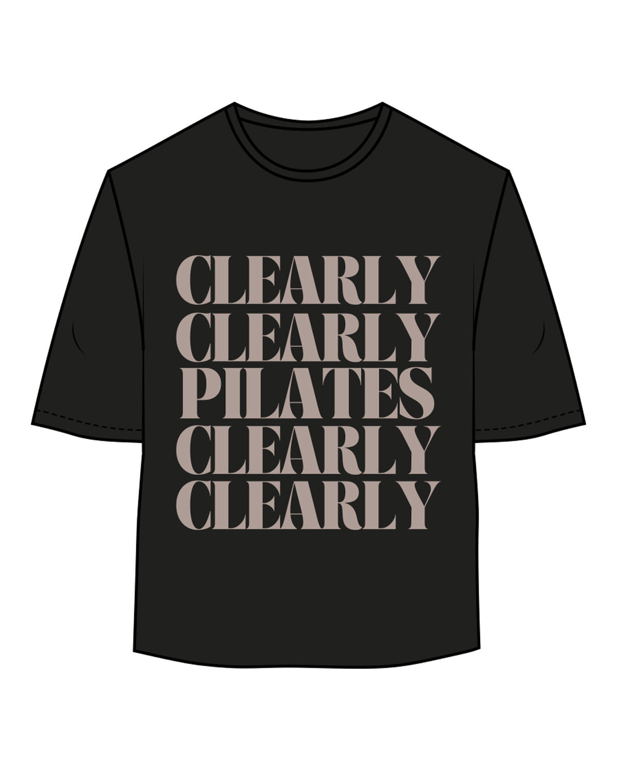 The Oversized Crop Tee - Black - Clearly Pilates - Center Chest Stacked - Bone