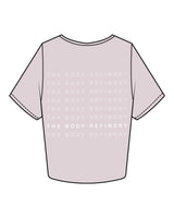 The Crop Tee - Orchid - The Body Refinery - Left Chest Round & Center Back Stacked - White