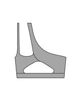 The One Shoulder Bra - Gray - HiLo - Center Chest - Printed - White