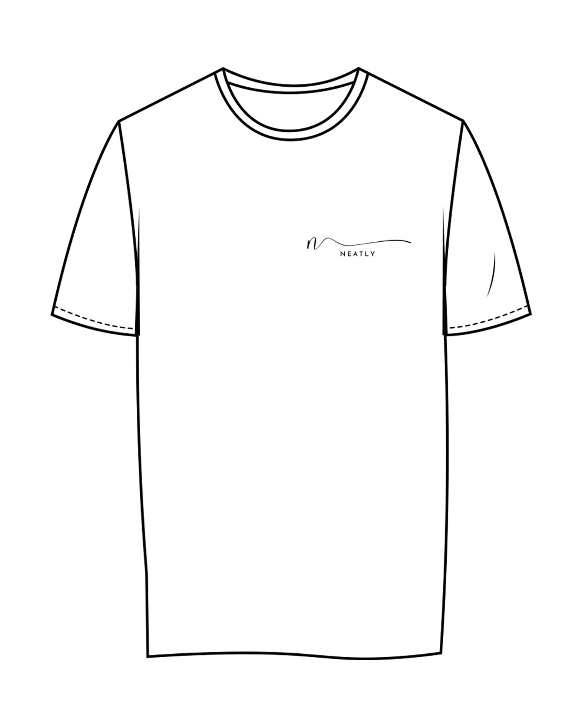 The Womens Tee - White - Neatly - Left Chest & Back Center - Black