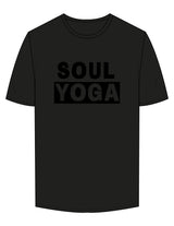The Mens Tee - Black - SOUL YOGA - Center Chest Stacked - Printed - Tone on Tone