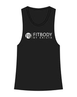 The Racerback Tank - Black - Krista - Center Chest Stacked & Back Center - White