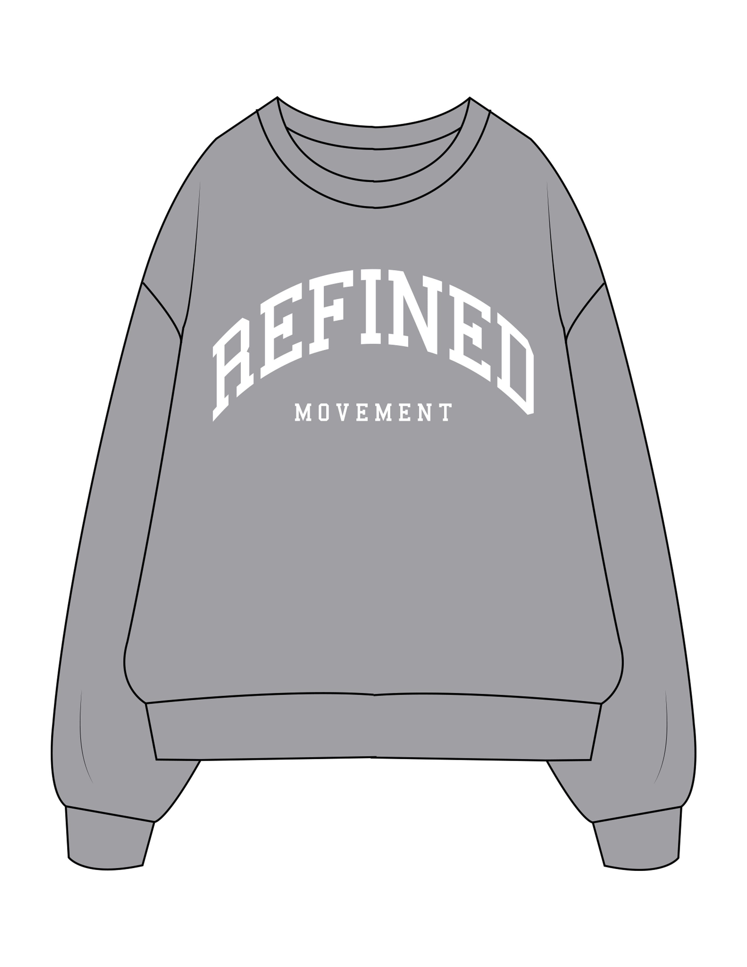 The Mens Crewneck - Heather - Refined Movement - Center Chest Stacked - Printed - White