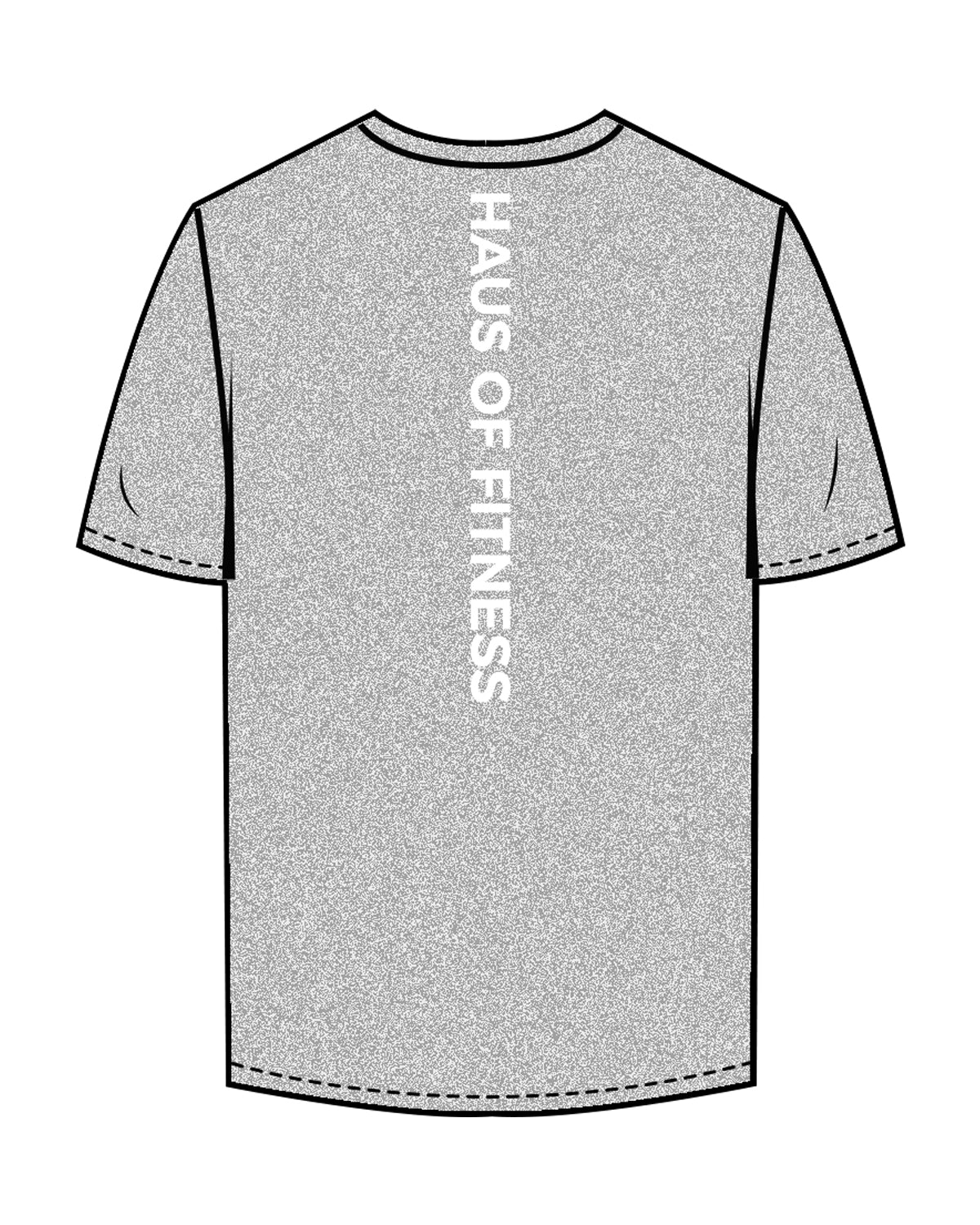 The Mens Tee - Heather - Haus of Fitness - Left Chest & Back Vertical Text - White