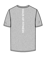 The Mens Tee - Heather - Haus of Fitness - Left Chest & Back Vertical Text - White