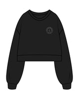 The Womens Crop Crewneck - Black - SD Mom Walks - Left Chest & Back Center " SAN DIEGO " - Printed - White