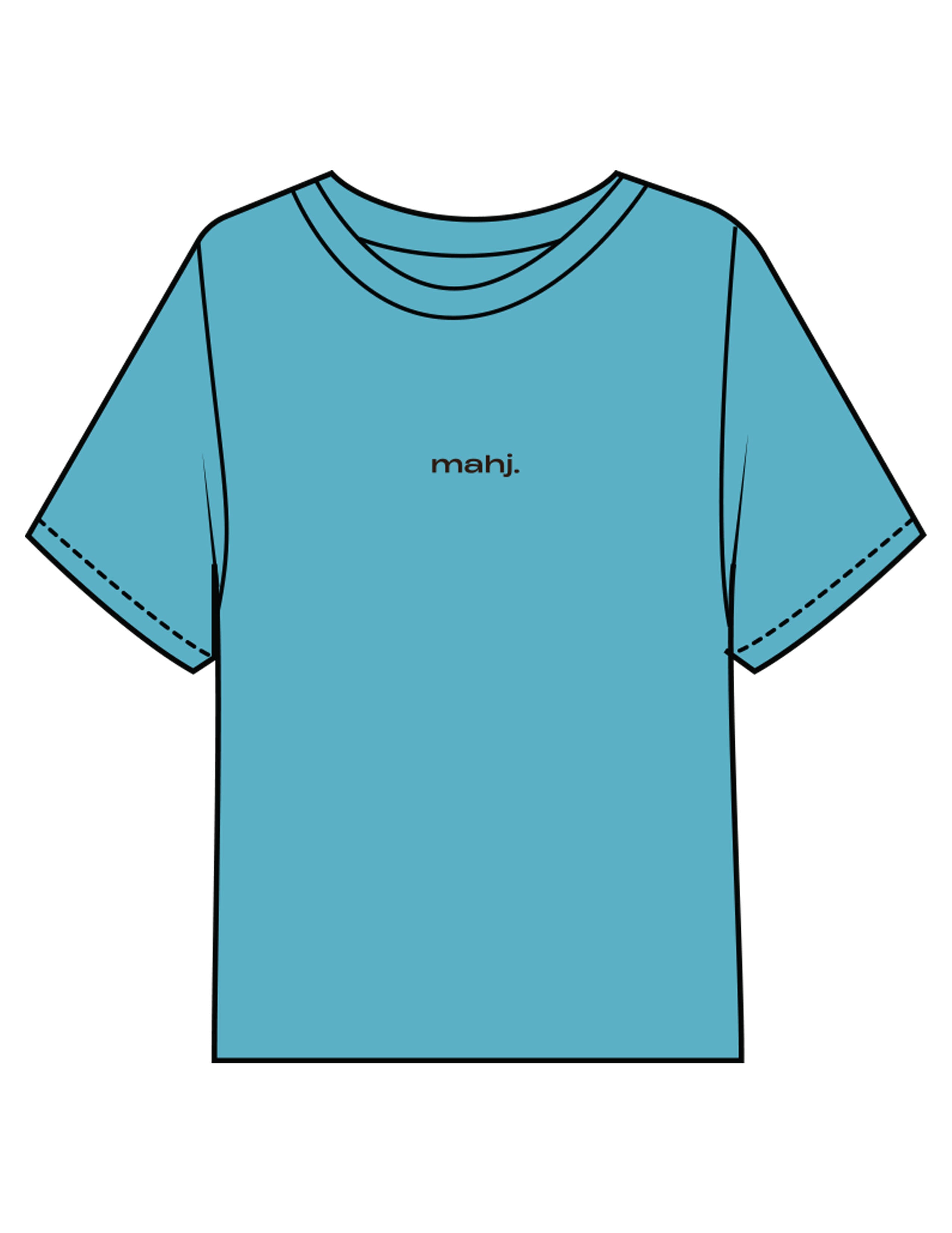 The Midweight Crop Tee - Turquoise - Barnes. The Label - Center Chest & Back Stars - Printed - Full Color