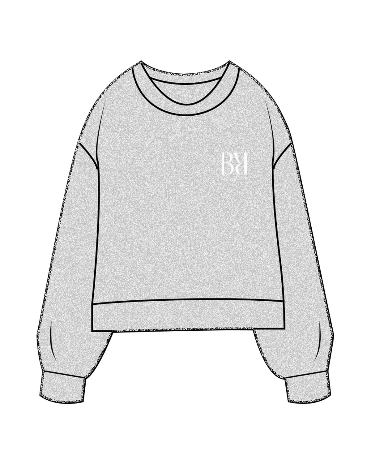 The Womens Heavyweight Crop - Heather - Barre Ripple - Left Chest & Back Stacked - Printed - White