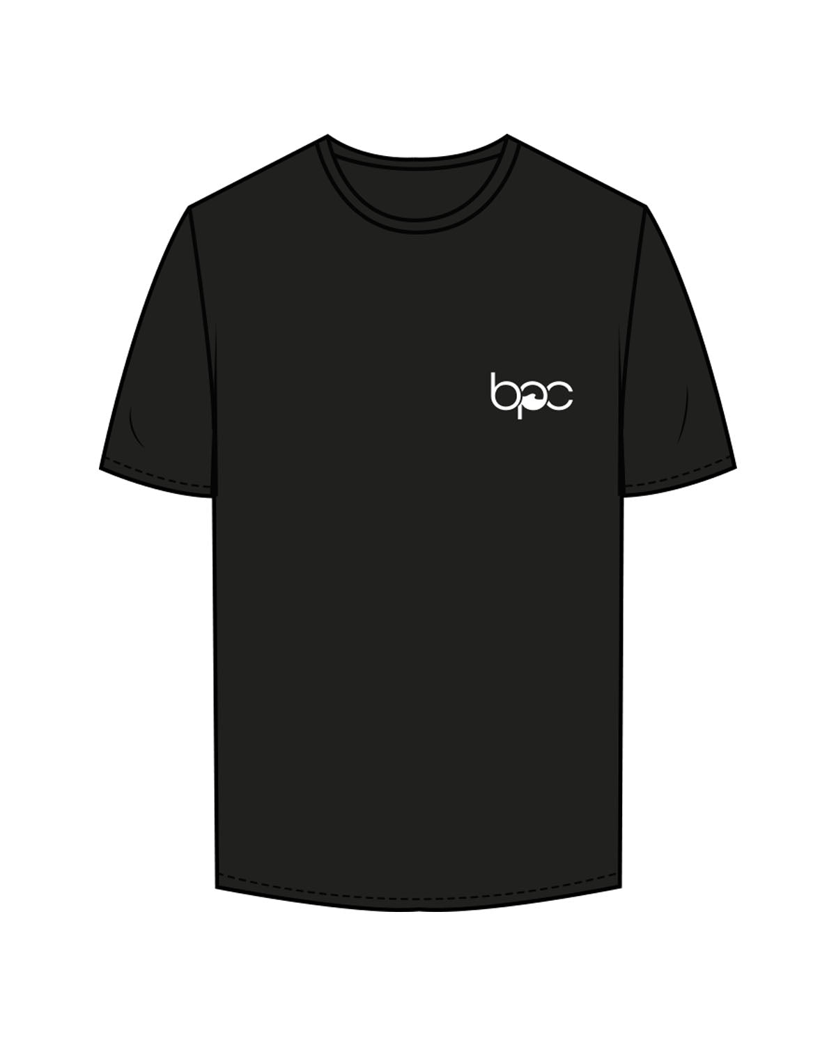 The Mens Tee - Black - Baxter Pacific - Left Chest & Back Stacked - Printed - White
