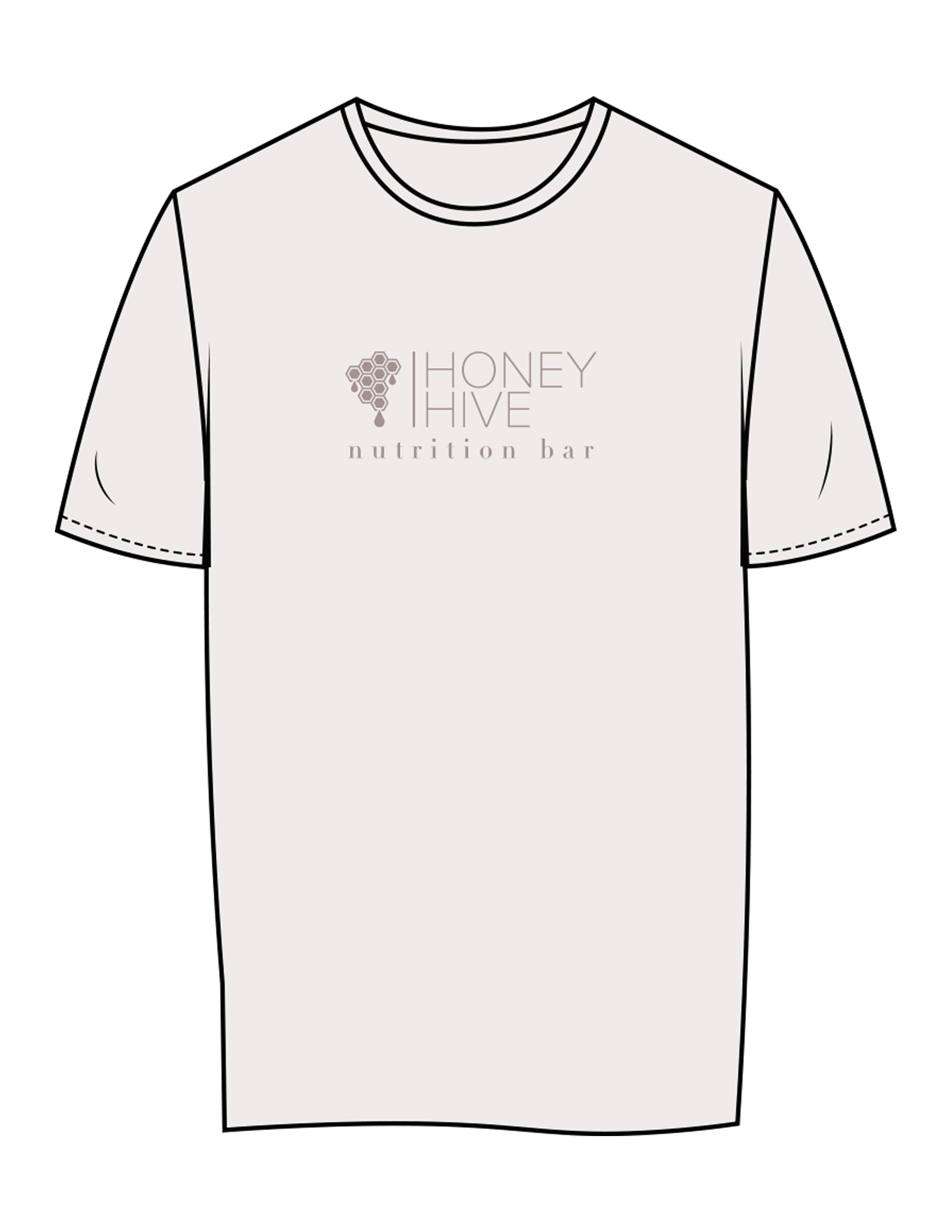 The Womens Tee - Bone - Honey Hive NB - Center Chest Stacked & Back Stacked - Printed - Dark Bone