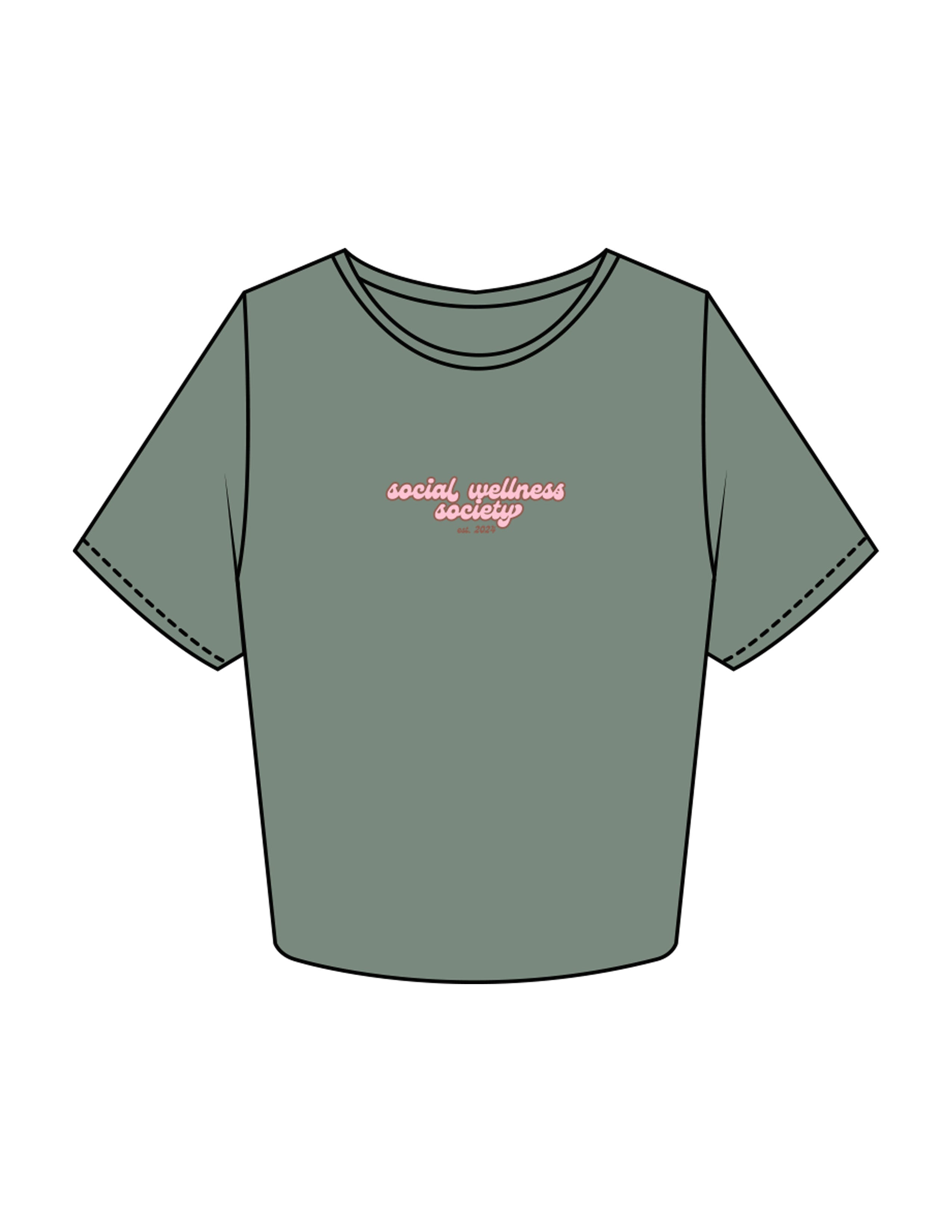 The Crop Tee - Sage - SWS - Center Chest Stacked - Printed - Full Color